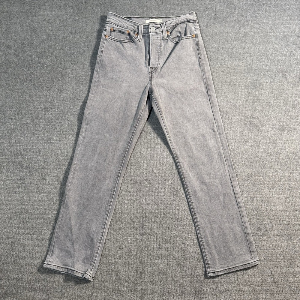 Levi's Wedgie Straight Jeans Women's Size 27x28 Button Fly Gray Denim